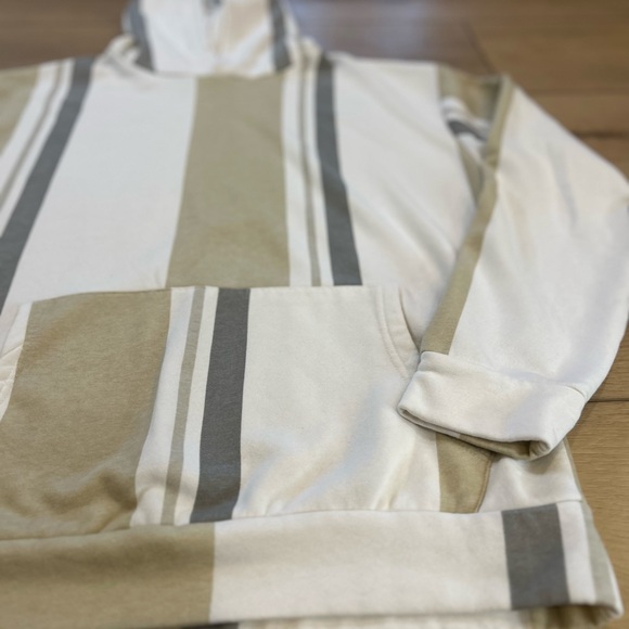 Denim & Flower‎ Beige and Gray Striped Hoodie - Picture 2 of 7